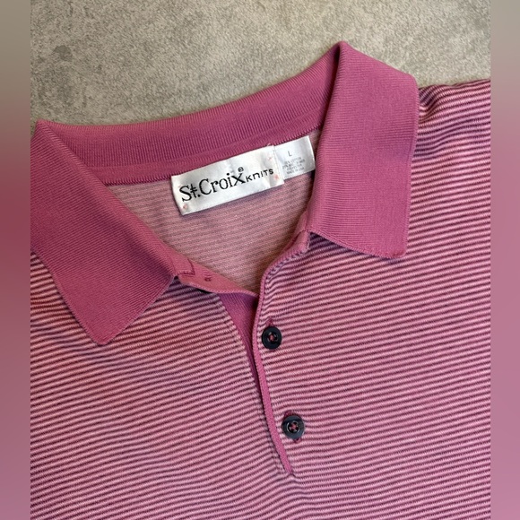 St. Croix Knit Striped Purple Polo Shirt - Men’s Large - Made in USA - Picture 2 of 7